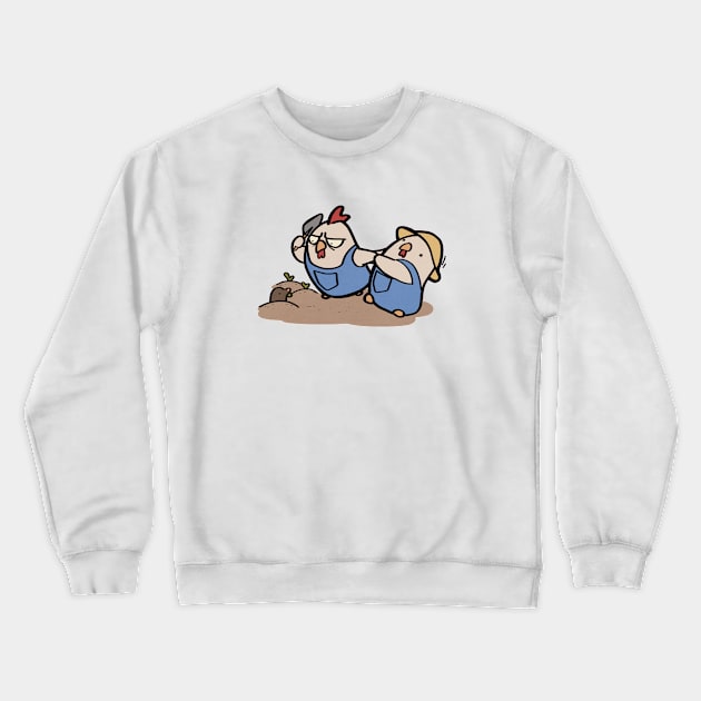 Angry Cartoon Chickens and Garden Pests Crewneck Sweatshirt by ThumboArtBumbo